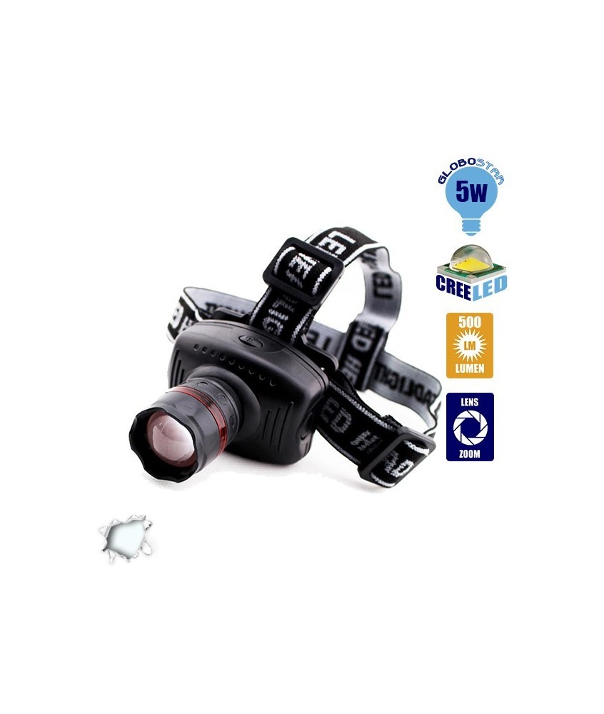 Φακός Κεφαλής LED 5 Watt με ZOOM GloboStar 06001